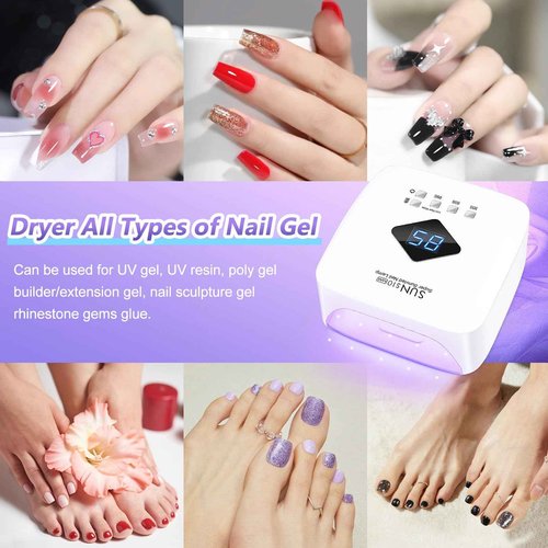 Cordless Rechargeable UV LED Nail Lamp,LKE 86W UV Light for Gel Nails UV Nail Light Nail Dryer with 3Timer Setting Display Auto Sensor Professional Quick Dry Gel Polish (S10)