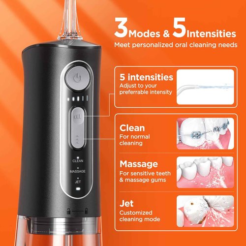 Bitvae Cordless Water Dental Flosser & P1 Portable Mini Water Flosser for Travel, Black & Black