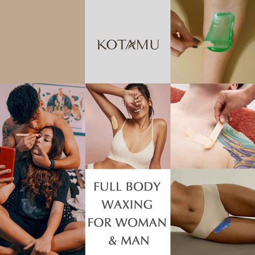 KOTAMU Waxing Kit - Wax Warmer for Hair Removal, Blue Hard Wax Beans 1lb for Brazilian Arms Armpit Back Body Bikini Wax at Home Salon for Women Men