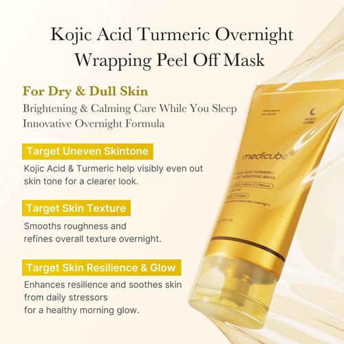 medicube Pore & Glow K-Viral Mask Set: Turmeric Overnight Wrapping Peel Off Mask and Collagen Overnight Wrapping Peel Off Facial Mask Pack and Zero Pore Blackhead Mud Facial Mask and Jelly Brush 1