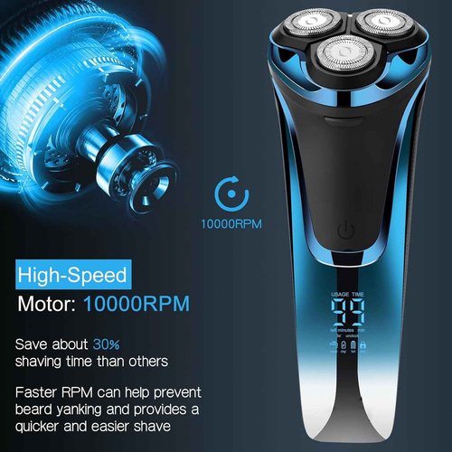 Snapbuy Electric Razor for Men, Snapbuy Electric Razor Pro of Father, Ipx7 Waterproof Cordless Shaver with 90-Min Runtime, 4D Floating Head Rotary Shaver, Fast Charging