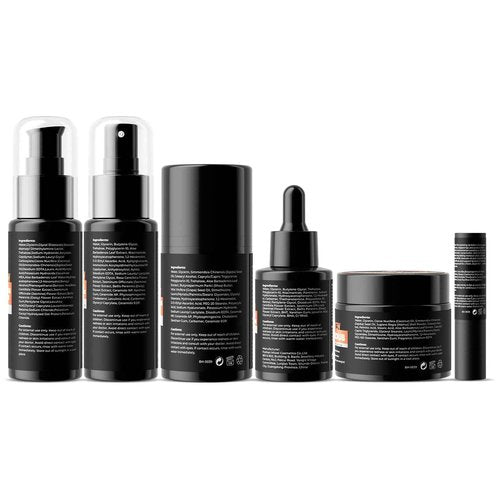 Gift for Men Skincare Skin Care Set for Men Him Complete Routine Kit with Niacinamide & Ceramides - Face Cleanser, Scrub, Toner, Serum, Moisturizer Cream, Lip Balm - Christmas, Father’s Day Gifts