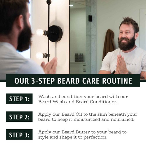 Live Bearded 3-Step Beard Grooming Kit - Wash, Oil and Butter - Made in the USA - All-Natural Ingredients with Shea, Jojoba - Growth Support | Executive Scent - Cedar, Vanilla