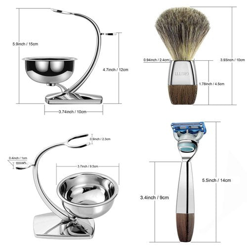 GRUTTI Shaving Kit for Gillette Fusion 5 - Magnetic Bowl, Stand & Synthetic Brush, Fits Fusion5 Refill Blades with Space-Saving Organizer - Gift for Dad