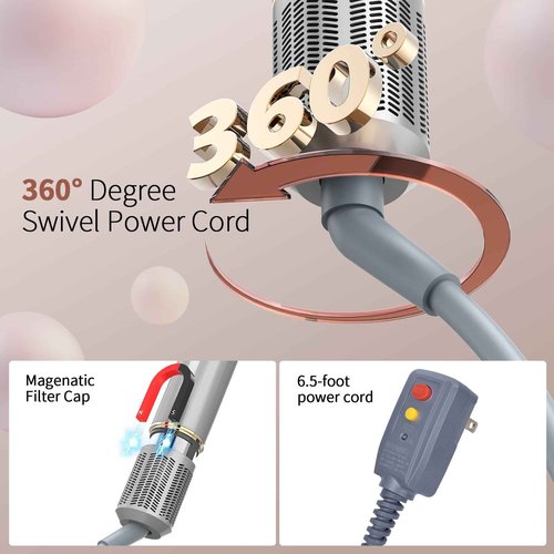 REITOW 5-in-1 Blow Dryer Brush Set - 110,000 RPM High Speed Hair Dryer & Airbrush Hair Multi Styler - No Heat Damage Auto Wrap Air Curler - Magic Hot Air Styler for at Home Styling Women Gray