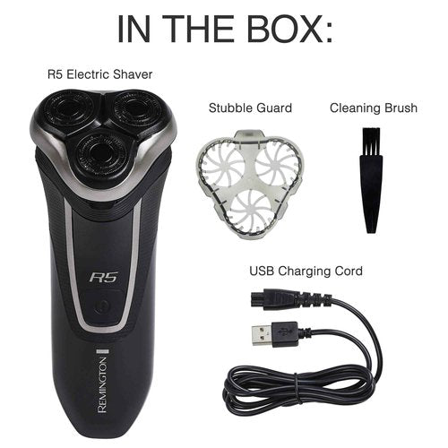 Remington R5 Style Series Rotary Shaver for Men, Smooth Glide for Sensitive Skin Comfort, Waterproof Rechargeable Electric Razor with Graphite Coating and Contour Technology