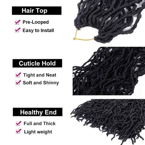 6 Packs Soft Locs Crochet Hair Pre Looped 40 Inch Faux Locs Crochet Braids Goddess Locs Dreadlocs Synthetic Hair For Black Women (1B, 40 Inch (Pack of 6))