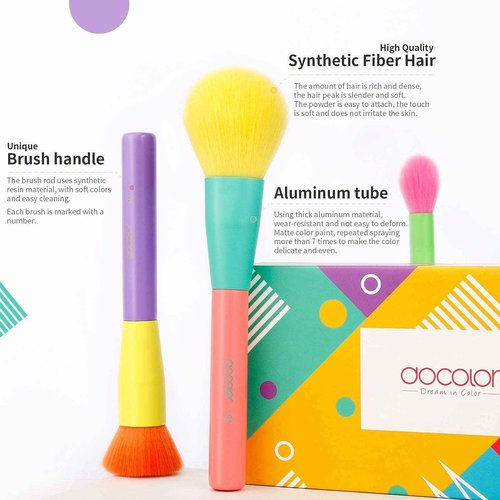 Docolor 15 Pcs Colourful Makeup Brush Set + 34 Colors Tropical Eeyshadow Palette Pigmented Matte Shimmer Metallic Blendable Soft Cream Powder Makeup Eye Shadow Palettes for Christmas Gift