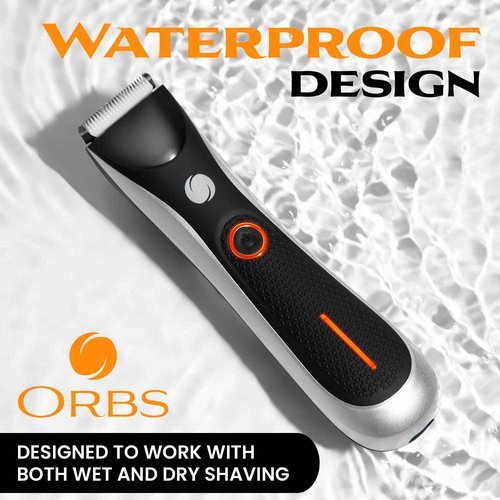 Orbs™ V2 Electric Groin Hair Trimmer for Men w/Two Speeds, Premium Ball & Body Groomer Shaver for Men, Fully Waterproof Mens Trimmer w/Replaceable Ceramic Blade Heads, 90 Min Battery Life