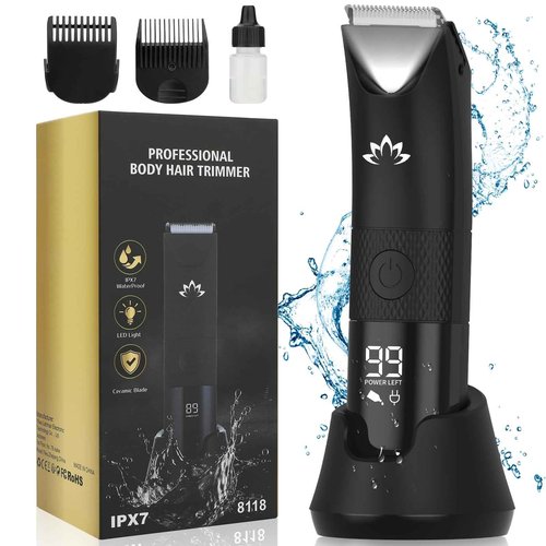 RESUXI Manscape Ball Trimmer for Men,Body& Pubic Hair Trimmer and Groin Hair Shaver, Bikini Trimmer Women,Smooth Shaving, Lightweight with Travel Lock, IPX7 Waterproof Wet/Dry Shaving, LED Display