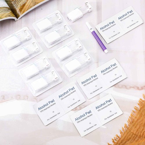 Chumia 24 Pieces Self Ear Piercing Tool Disposable Kit Household Ear Piercing Tools Safety Portable Nose Tools with 24 Pieces Crystal Earring Studs(Silver Earring)