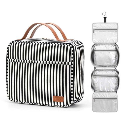Bosidu Hanging Travel Toiletry Bag, Large Capacity Cosmetic Travel Toiletry Organizer for Women with 4 Compartments & 1 Sturdy Hook, Perfect for Daily Use/Christmas