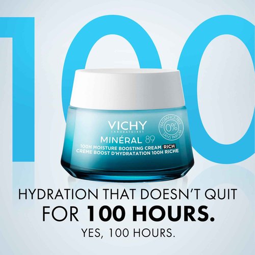 Vichy Rich Fragrance Free Hydration Duo with Mineral 89 Fortifying & Hydrating Daily Skin Booster + Vichy Mineral 89 Fragrance Free Rich Cream, Moisture Boosting Cream, For Dry, Sensitive Skin
