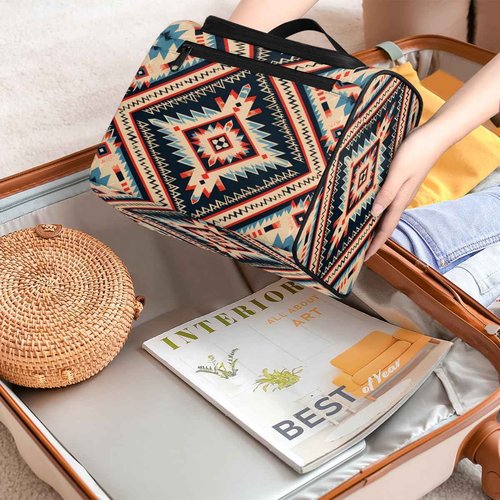 JXDXHCW Toiletry Bag with Hanging Hook Makeup Bag Vintage Bohemian Aztec Ethnic Cosmetic Case Travel Organizer for Women Men Traveling Wash Bag