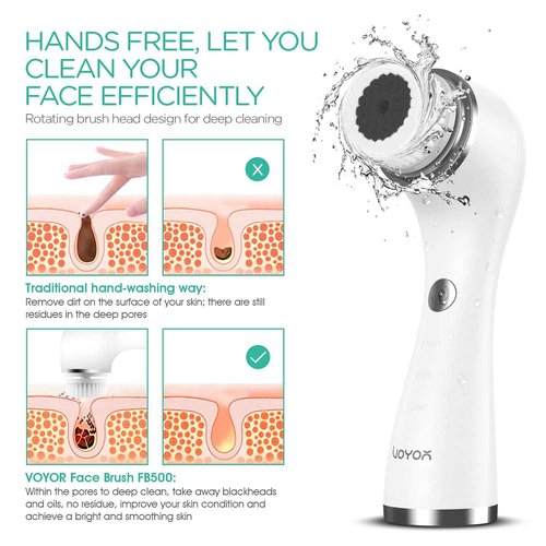 VOYOR Electric Body Brush Back Scrubber for Shower - Facial Cleansing Brush Rechargeable, Spin Face Brush Waterproof 5-in-1 Body Brush Set for Deep Skin Cleansing