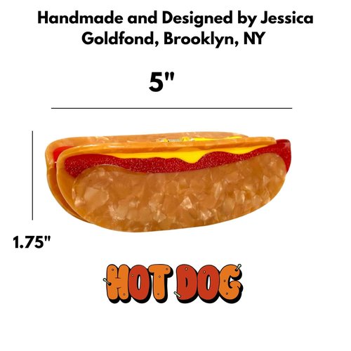 Hot Dog Hair Claw Clip for Women – Strong Hold Grip, Durable Hair Claw Clips for Styling – 5"L x 1.75"H, July 4th Celebration Claw Clips for Women, BBQ FUN Claw Clips for Thick Hair
