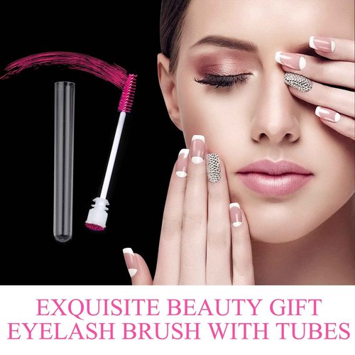 Dming 50 Piece Disposable Mascara Brushes Eyelash Extension Brush Diamond Mascara Wands with Tube Spoolies Lash Brush Makeup Tool Lash Extension Supplies (Scale D Pink 50)