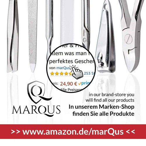 marQus Manicure Sets for Women & Men from Solingen Germany with glass nail file - Quality Grooming Kit Incl. Nail Clippers & glass nail file, Nail Kit Perfect for Pedicure.