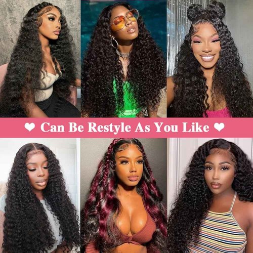 KRKRYQ 22 Inch 13x6 Deep Wave Lace Front Wigs Human Hair 250% Density 13x6 HD Lace Frontal Wigs Human Hair Pre Plucked Deep Curly Glueless Wig Brazilian Virgin Human Hair for Women Natural Color