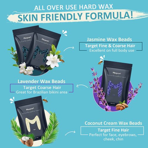 Maxpearl Digital Waxing Kit + 2.5LB Hard Wax Beads Bag for Full Body Waxing - Brazilian, Bikini Waxing, Face, Eyebrows, Underarms, Arms, Chest, Back, Legs, Jasmine & Coconut Formula