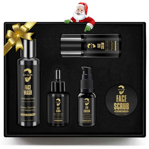 YEALIR Gifts for Men, Mens Anti-Aging Skin Care Kit - Retinol & Hyaluronic Acid Facial Care Set for Wrinkle Reduction, Deep Hydration & Firming | All Skin Types | Daily Routine for Men