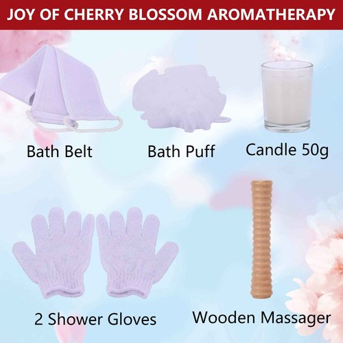 Womens Birthday Gift Basket - Spa Gift Basket For Women - Japanese Cherry Blossom Spa Set. Christmas Bath and Body Gift Basket for Girlfriend/Wife. Bath & Body for Holiday Gift #1 Spa Basket for Her