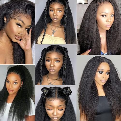 24 Inch Kinky Straight Yaki Bundles Human Hair Unprocessed Peruvian Virgin Remy Hair 3 Bundles Natural Black Color Yaki Straight Hair Extensions 300g
