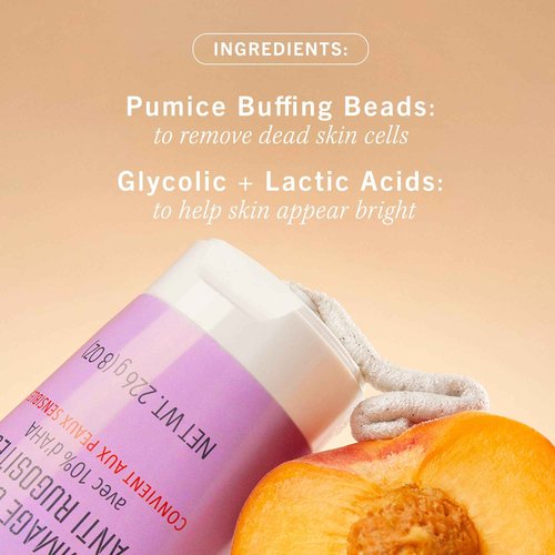 First Aid Beauty Peachy Smooth Duo: KP Bump Eraser Scrub & Smoothing + Brightening Lotion with 10% AHA, Daily Exfoliating Keratosis Pilaris Bundle to Reduce Bumps, Peach (8 oz Scrub, 6.7 oz Lotion)