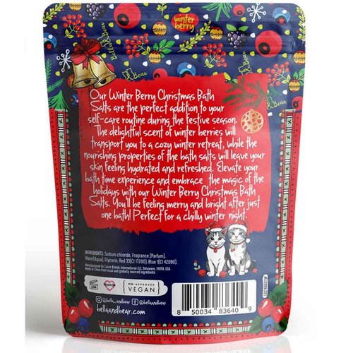Bella & Bear Winter Berry Bath Salts, Cruelty Free Festive Christmas Packaging - Stocking Stuffer Gift (Pack of 2)
