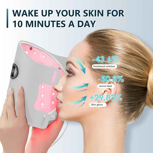 Shquanfuya Led Face Mask Light Therapy - Red Light Therapy for Face Acne - Led Facial Mask for Skin at Home