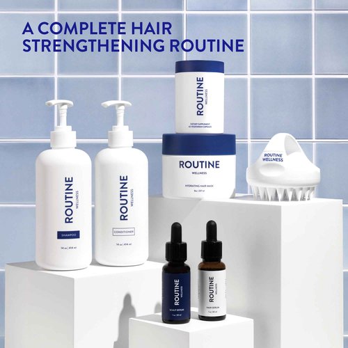 Routine Wellness Anti-Thinning Shampoo and Conditioner Set for Thinning Hair - Biotin DHT Blocker Women & Men - Color Safe Shampoo for Hair Loss & Healthier Hair - Rose Hips (Pack of 2)