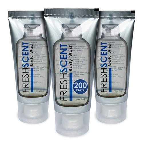 Freshscent Body Wash 1oz (200 Pack) Hotel Travel Size, Bulk Amenities and Toiletries for Hospitality