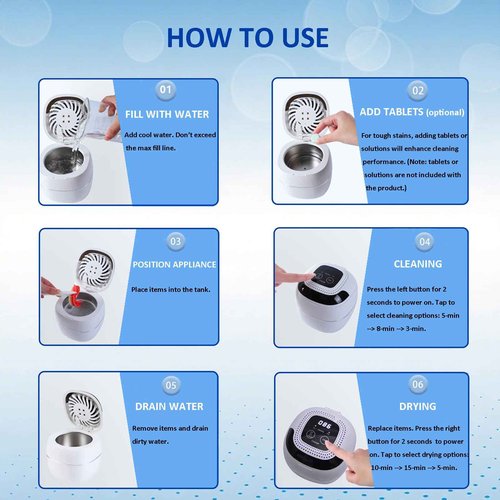 2025 Upgraded Ultrasonic Retainer Cleaner with Dryer Fan, 45kHz UV Ultrasonic Dental Cleaning Pod, Retainer Cleaner Machine for Dentures, Aligners, Mouth, Night Guards & Jewelry (White)