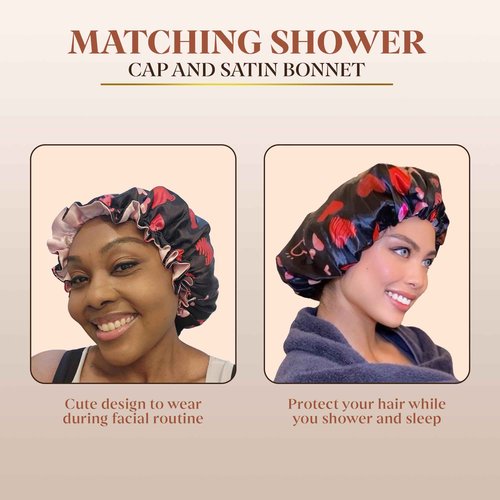 Zomac Womens Skin Care Gift Set, Pamper Yourself or Friend with Ambi Daily Facial Care, Cocoa Butter Soap, Facial Cleanser, Toner, and Facial Moisturizer with Satin Bonnet and Shower Cap with Gift Box