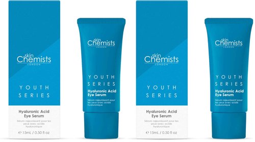 Skin Chemists Hyaluronic Acid 1% Eye Serum | Replumps, Brightens And De-Puffs Eyes | 0.5 Fl Oz (Pack of 2)