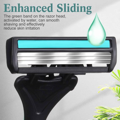 Wovnet 32 Pcs Men's Disposable Razors Bulk 3 Blade Shaving Razors for Sensitive Skin Comfortable Head Shave Christmas Gifts