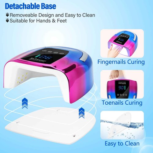 UV LED Nail Lamp Dryers Cordless 128W Portable Rechargeable UV Light for Gel Nails Polish Kit,Fast Curing Wireless Builder Gel Lamp with Sensor 3 Timer LCD Display 48 LED,Manicure Pedicure Art Tools