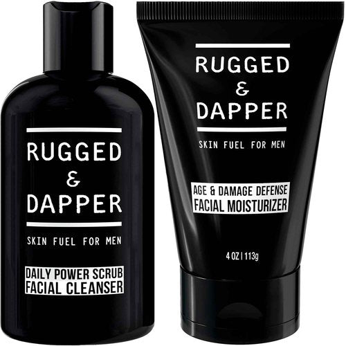 RUGGED & DAPPER - Daily Power Scrub Facial Cleanser and Age Defense Face Moisturizer Bundle