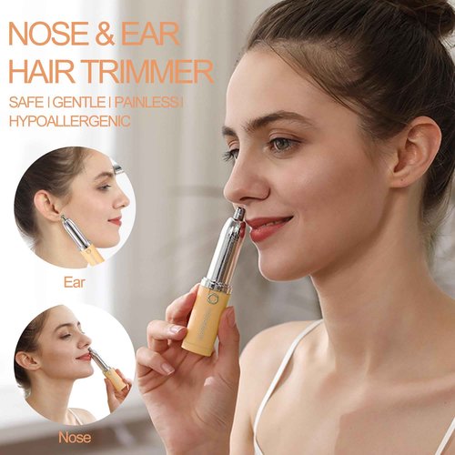 PRESKBOO Nose Hair Trimmer for Women and Men,2 in 1 Facial Hair Remover,Electric Face Shaver Razor for Nose Ear Eyebrow Peach Fuzz Lips Chin,DermaplaningTool,Facial Hair Removal,Orange/uhy6