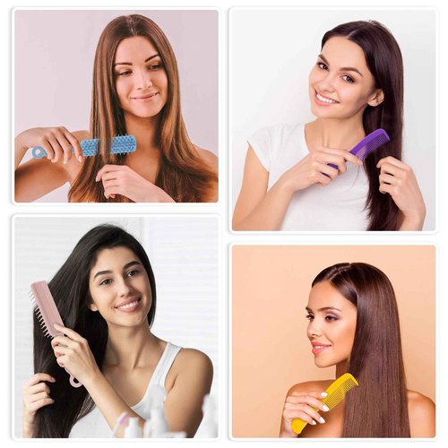 Gisdo 100 Pcs Hair Brush and Comb Set in Bulk for Homeless Individually Wrapped, Bulk Comb Brush Hairbrush for Women Kids Hotel Homeless Charity (Bright Color)