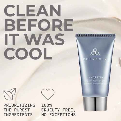 COSMEDIX Hydrate Plus Sunscreen with Broad Spectrum SPF 17 - Moisturizing Face & Body Sun Screen for Travel & Daily Skin Care - Sunblock for Skin Elasticity, Dewy & Radiant Glow, No White Cast