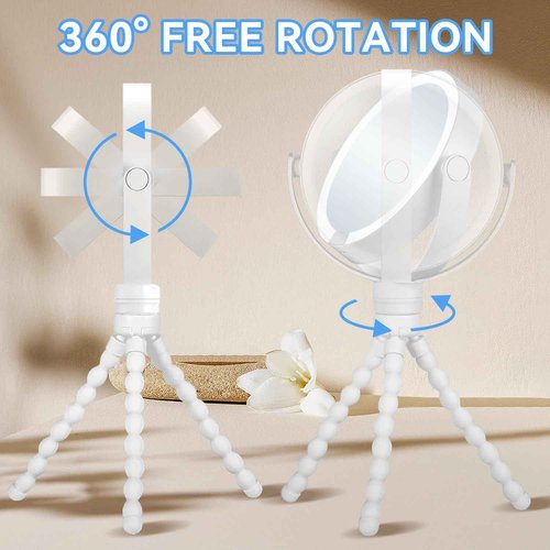 KOOKIN Travel Makeup Mirror with Lights and Magnification 1X/10X, Lighted Makeup Mirror, Rechargeable, 3 Color Lighting, Dimmable, 360° Rotation, Double Sided, Hanging Handheld Mirrors (White)