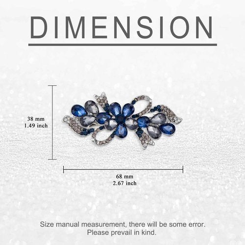 Soumimi Navy Blue Flower Hair Rhinestone Clips Crystal Hairpins Barrettes Hair Accessories for Wedding Party Everyday, Christmas Birthday Gift for Mom Wife