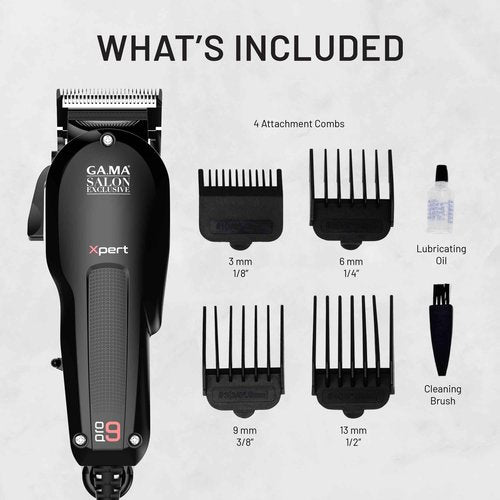 GA.MA Magnetic Clipper Pro 9 Xpert, High-Performance Motor, DLC F-Wedge Blade, Adjustable Taper Lever, 4 Combs