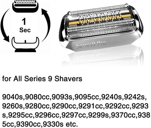 94M Series 9 Pro Electric Shaver Replacement Head for Braun Series 9 Pro and Series 9 Replacement Head for Electric Razors 9290cc, 9291cc, 9370cc, 9376cc, 9293s, 9260s, 9295cc, 9385cc (94M/2pcs)