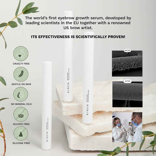 Airen Mi Piace Brow & Lash Nourish Cream for Fuller, Healthier Brows & Lashes - Promote Growth & Thickness - Made in Spain with Natural Ingredients & Proteins - (0.10 fl oz / 3 ml)