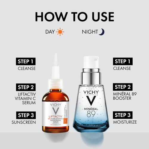 Vichy Bestsellers Duo, Skin Care Set, 16% Pure Vitamin C Serum & Mineral 89 Booster Hyaluronic Acid Serum, Facial Skin Care Kit for Brightening, Hydrating & Firming