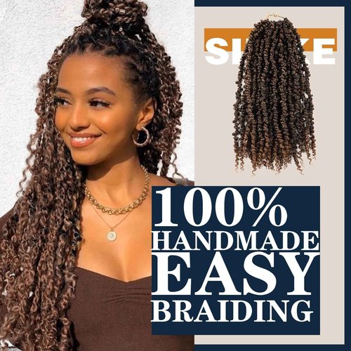 Silike Passion Twist Crochet Hair 18inch 6packs Pre-Twisted Synthetic Long Curly 12 Roots Braiding Hair Extensions For Women (18 inch, T30)