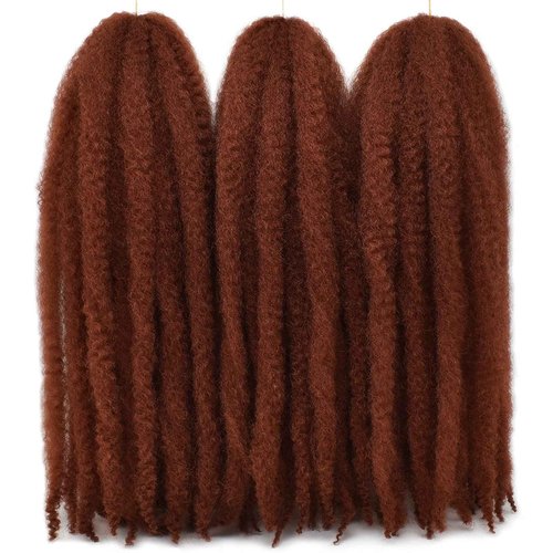 Ms.Priceless 24 Inch Marley Hair Marley Twist Braiding Hair for Faux Locs for Butterfly Locs Long Afro Kinky Cuban Twist Crochet hair for Black Woman Copper Red Colour (#350, 3Packs-24 Inch)