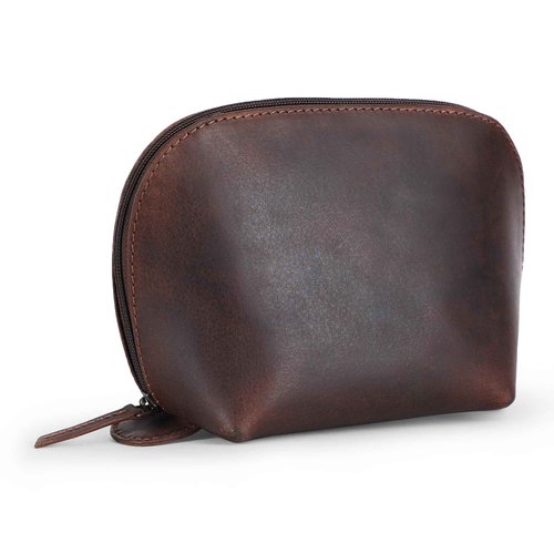 TheAntiq Leather Cosmetic Bags Make Up Bags for Women - Handmade Makeup Case Small Makeup Bags Jewelry Coin Pouch, Toiletry Bag for Men, Travel Cosmetic Pouch For Purse Brown
